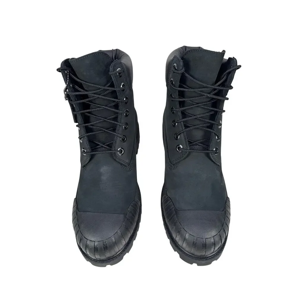 Timberland Premium 6 Inch Rubber Toe Boots Mens 10 Blackout‎ Nubuck Leather WP